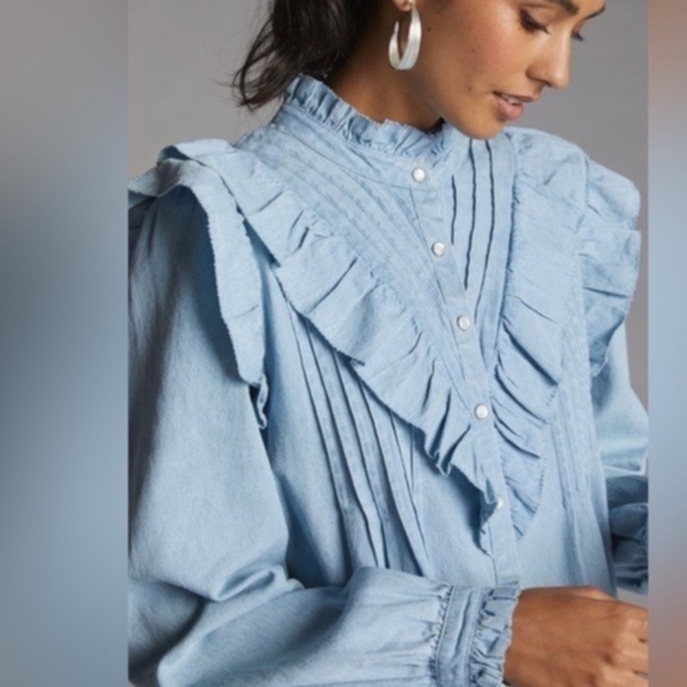 Love the Label Anthropologie Denim long sleeve shirt size XS + L multiple sizes